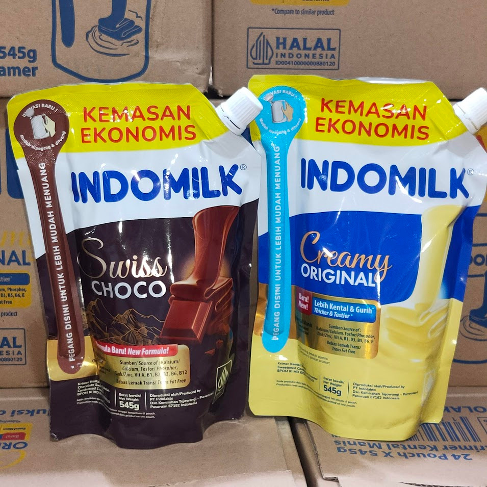 

Susu Krimer Kental Manis INDOMILK kemasan Refill Pouch 545gr Swiss Choco / Creamy Original