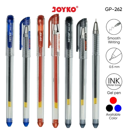 

Pulpen Gel Joyko GP-262 Skill Gel / Pen Gel Tinta Hitam 0.5mm / Pulpen Cetek Retractable 1 Pack isi 12pcs