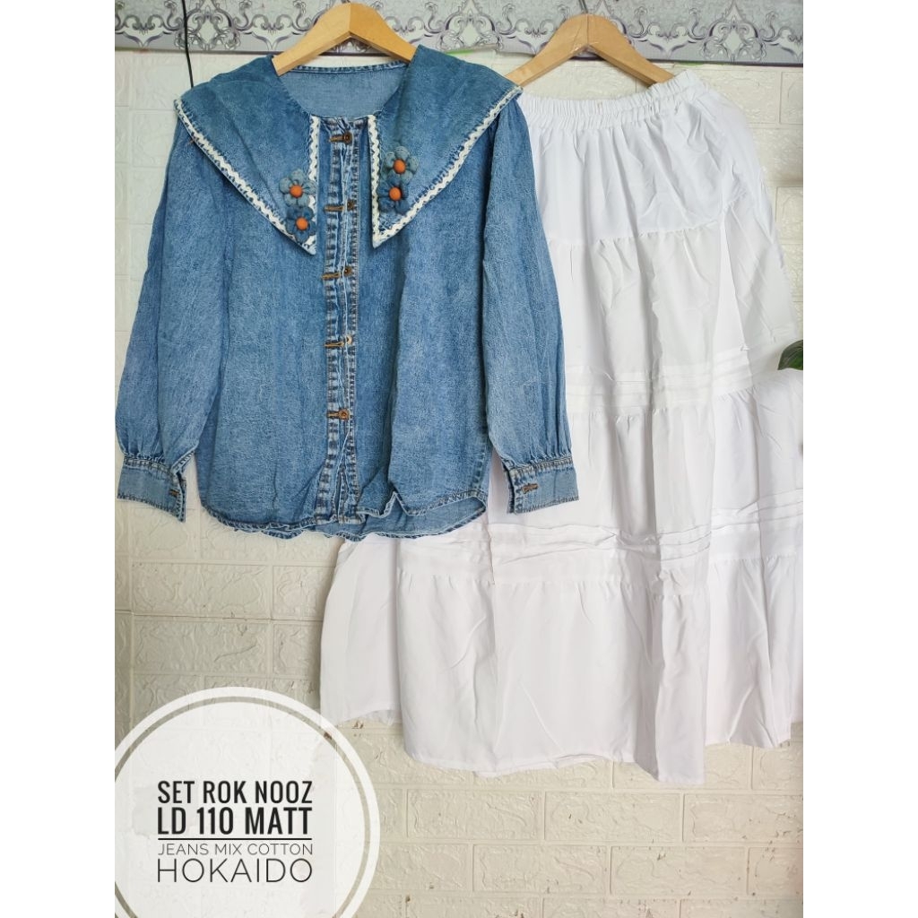 setelan rok jeans nooz