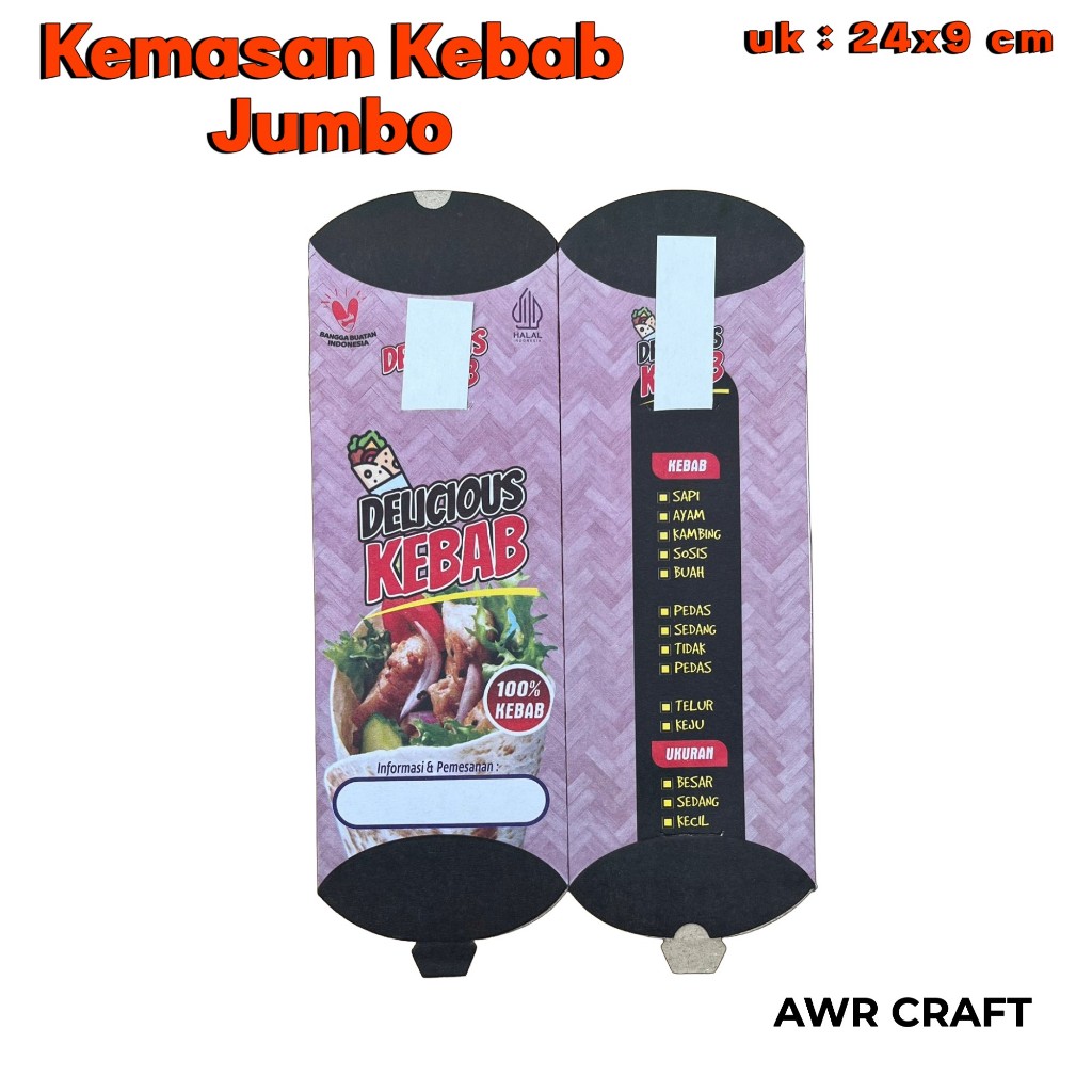 

Kemasan Kebab Jumbo Ukuran 24 x 9 cm isi 100 pcs Dus Kebab / Bungkus Kebab