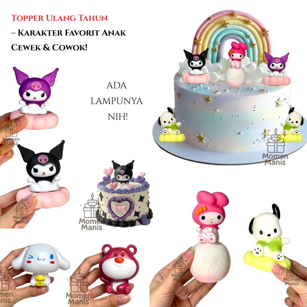 Cake Topper My Melody Lotso Kuromi Cinnamoroll Karakter Lucu Hiasan Kue Ulang Tahun Anak cewe Lucu