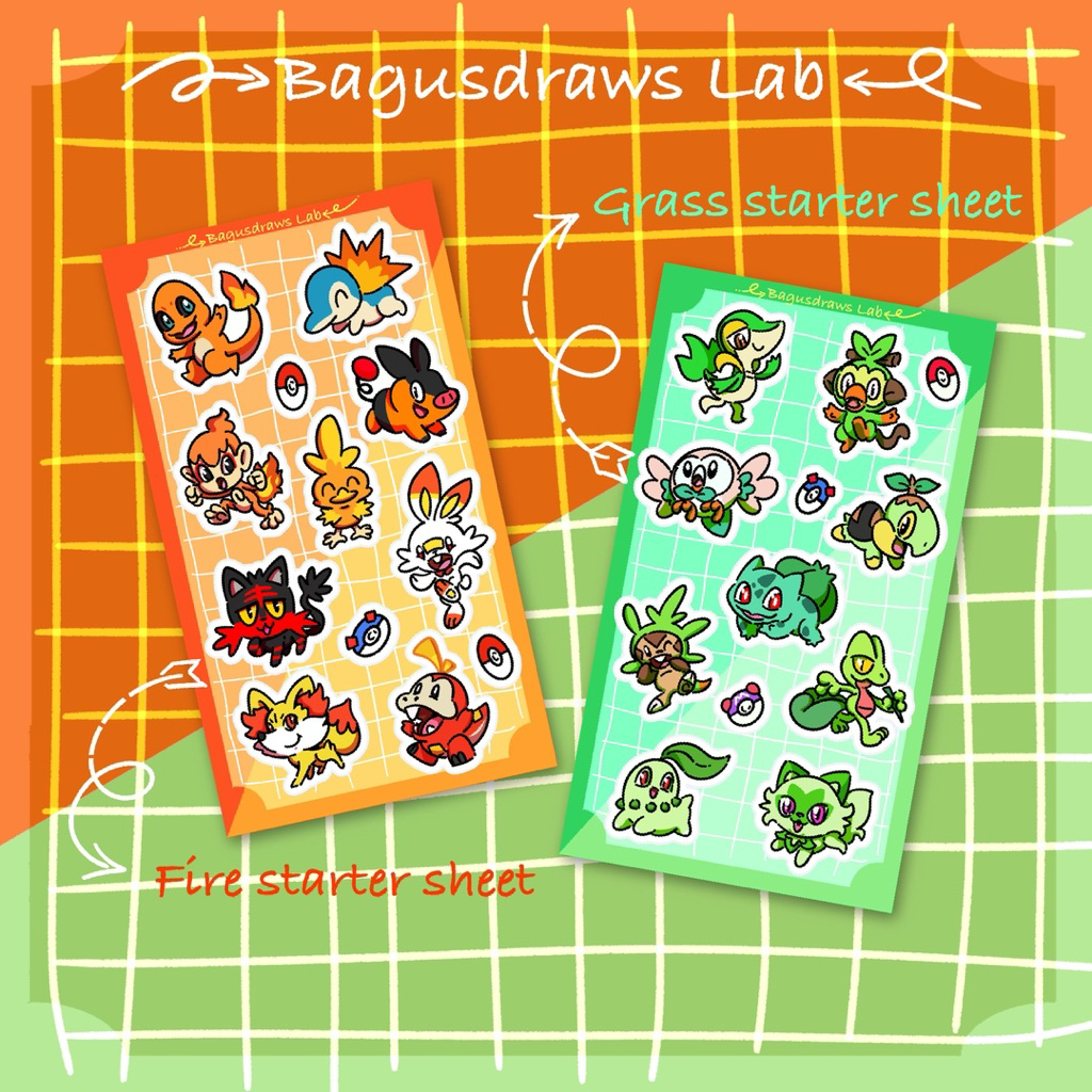 

Sticker Pokemon Starter Sheet Fire type dan Grass type kiss cut