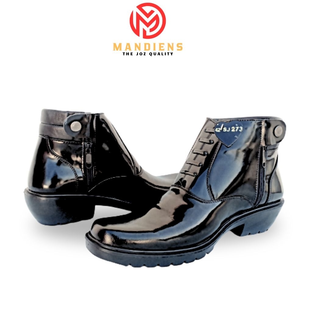 Sepatu Boots Pdh Kulit Asli Medali K273 - Sepatu Pdh TNI Polri Sol Karet Tebal Jenggel Cowboy