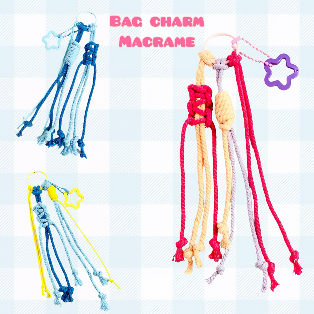 Bag charm macrame ring besi bulat gantungan tas lucu
