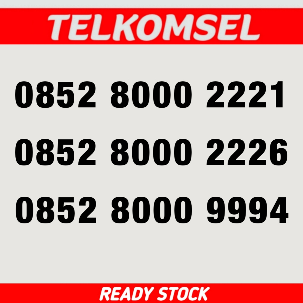 Kartu Perdana Nomor Cantik Telkomsel 8RIBUAN TRIPLE - 0852 8000 2221 - 0852 8000 2226 - 0852 8000 99