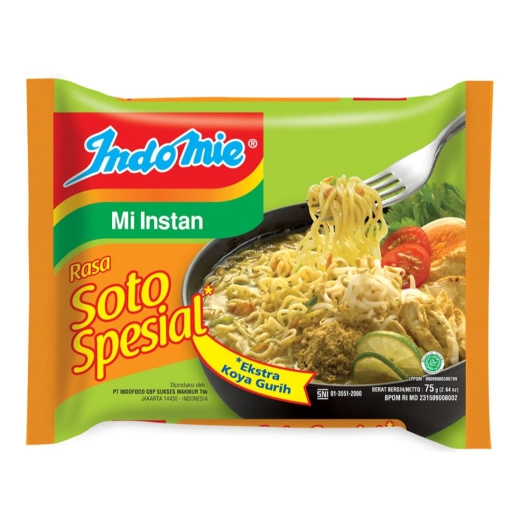

Indomie Mi Instan Mie Kuah Soto Spesial 75g