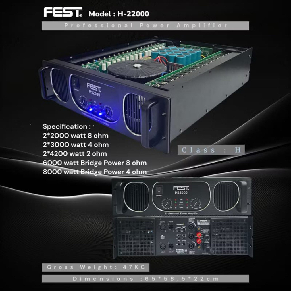 Power Amplifier Fest H22000 Original Power Amplifier Fest 2 Channel Class H