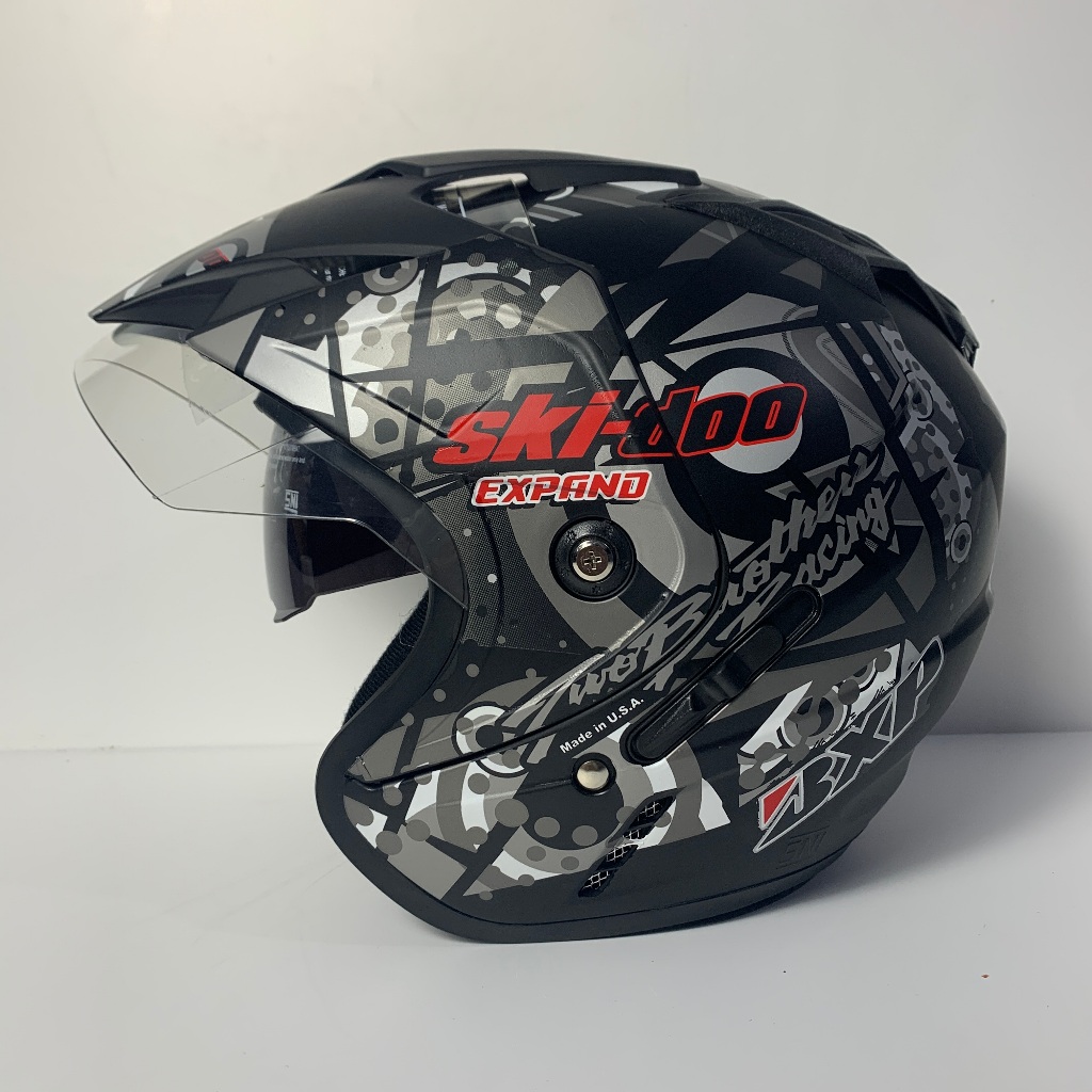 Helm JP7 Skidoo Abu-Abu - Double Visor Dewasa SNI Helmet Helem BXP
