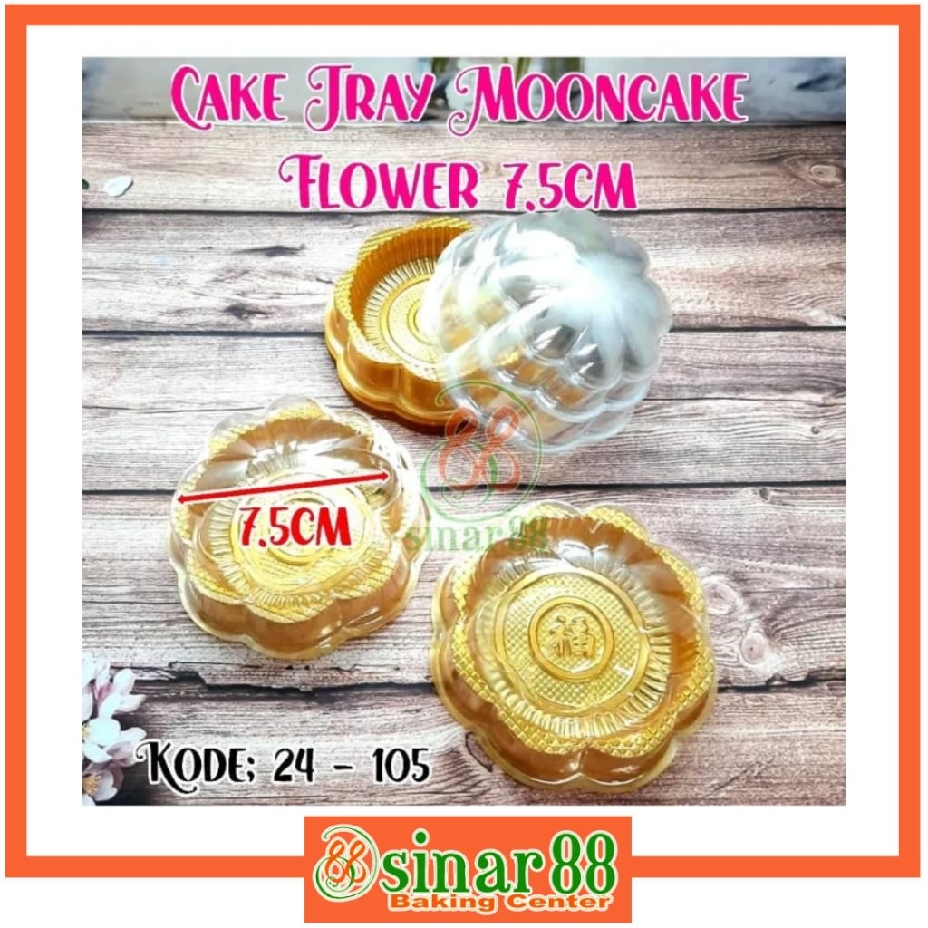 CAKE TRAY MOON CAKE FLOWER 7,5 (ISI: 25 SET)