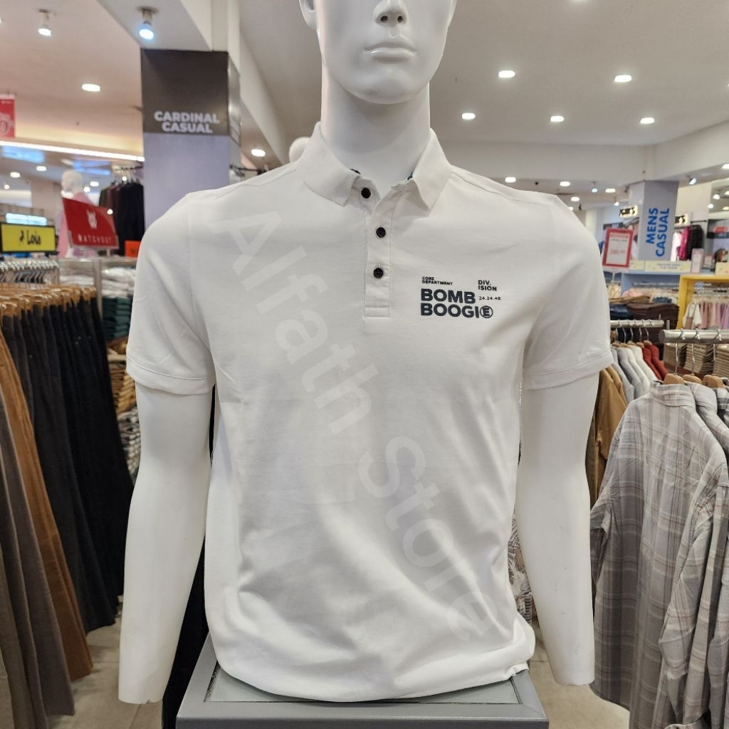 Kaos Polo shirt BOMBBOOGIE slimfit putih 12E08B4OW