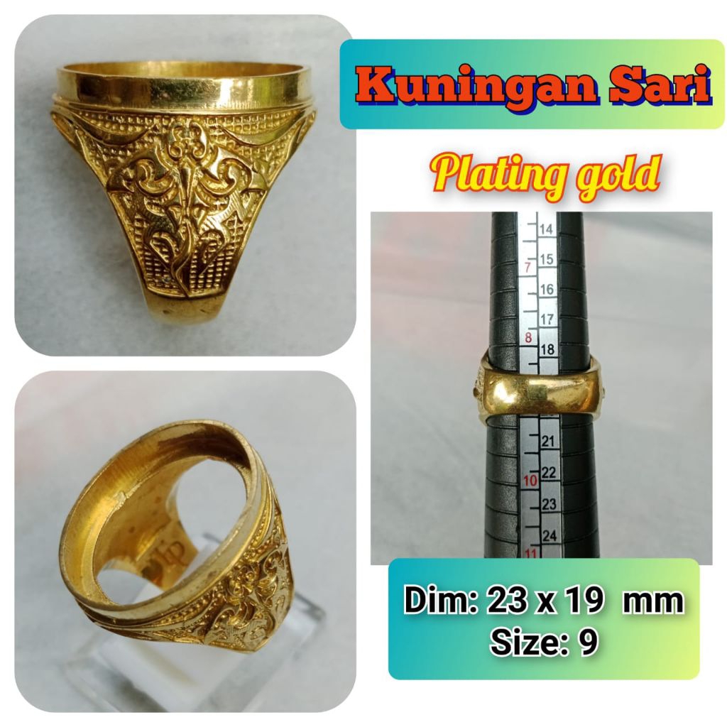 ring emban batu akik dan permata kuningan.06