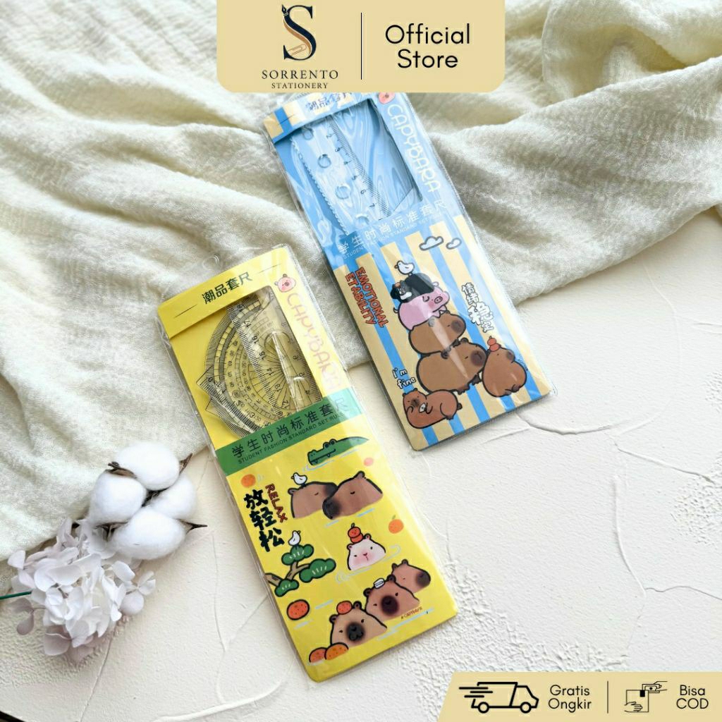 

Set Penggaris 4 in 1 Capybara - Mistar Busur Segitiga dengan Pouch