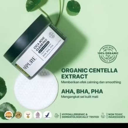 PRELOVED NPURE Gentle exfoliation pad/ acne clear pad Cica/kapas exfoliasi kulit jerawat.