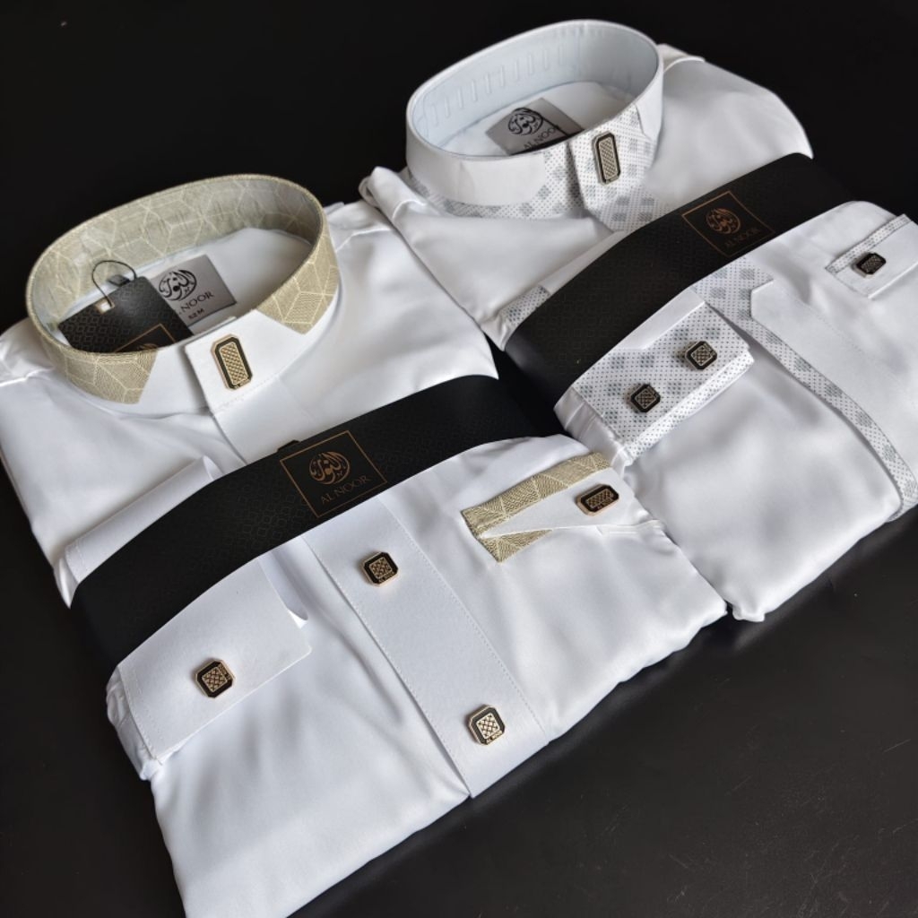 Jubah Gamis Al Noor / Jubah Putih Hitam Al Noor / Gamis Muslim Merk Al Noor  / fashion Muslim  / Jub