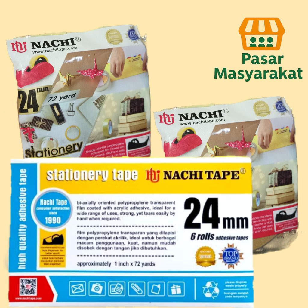 

Lakban Nachi Stationery Tape 24mm 72 Yard Pasar.Masyarakat