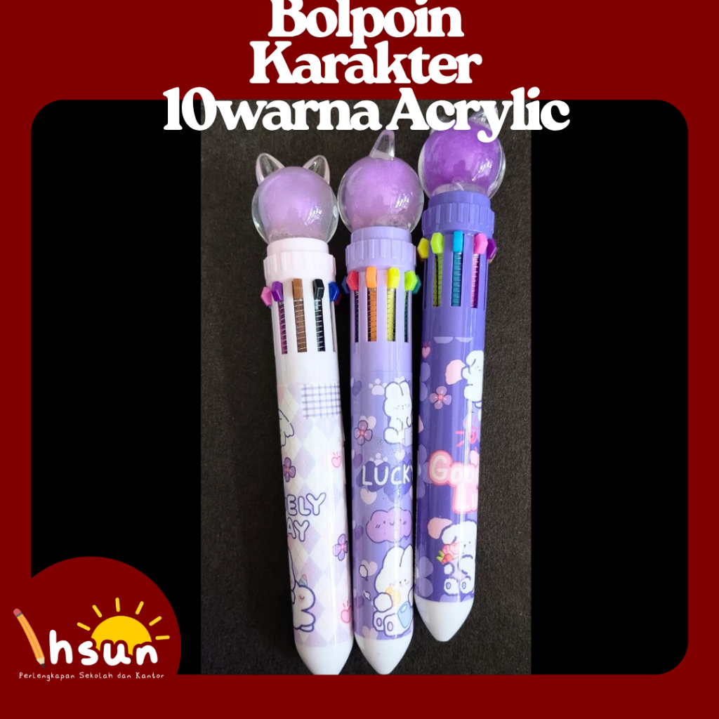 

Bolpoin Karakter 10Warna Acrylic