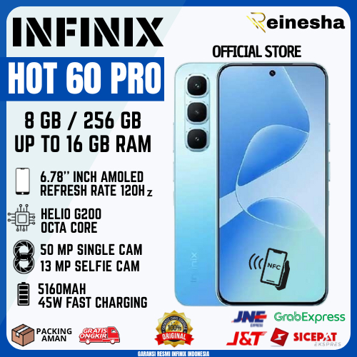 INFINIX HOT 60 PRO 8/256 GB GARANSI RESMI SMARTPHONE RAM 8+8 GB 5160 mAh  Resmi Infinix