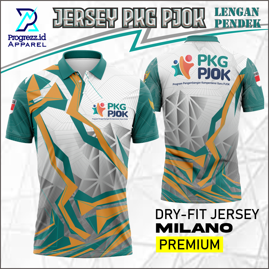 JERSEY PKG-PJOK KERAH FULL PRINTING / BAJU OLAHRAGA PROGRAM PENGEMBANGAN KOMPETENSI GURU PENDIDIKAN 