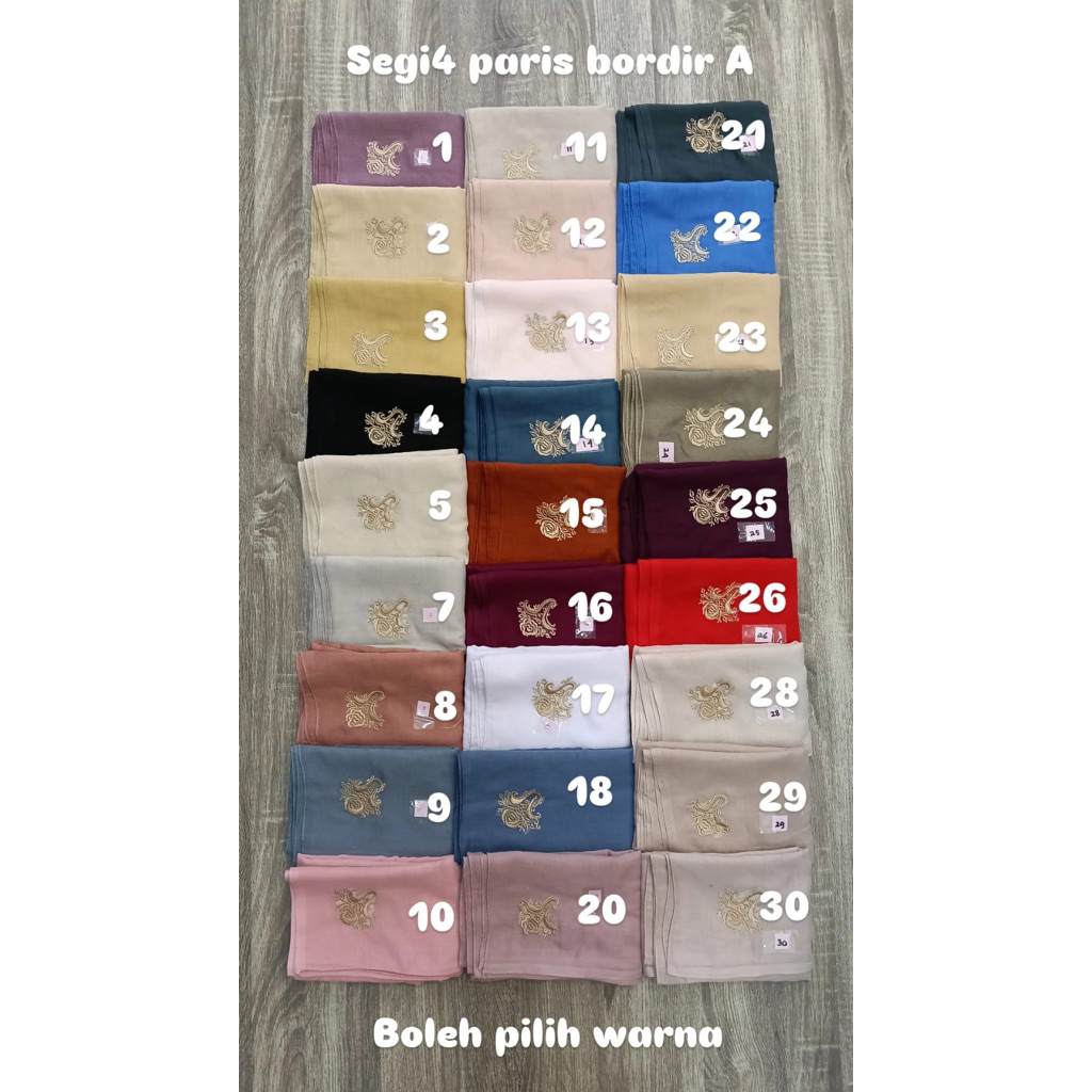 Hijab segiempat paris bordir