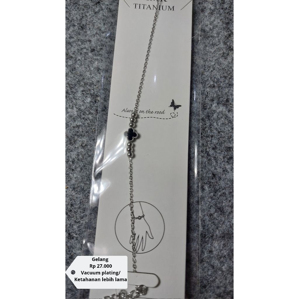 Gelang Van Cleef Hitam Titanium Silver