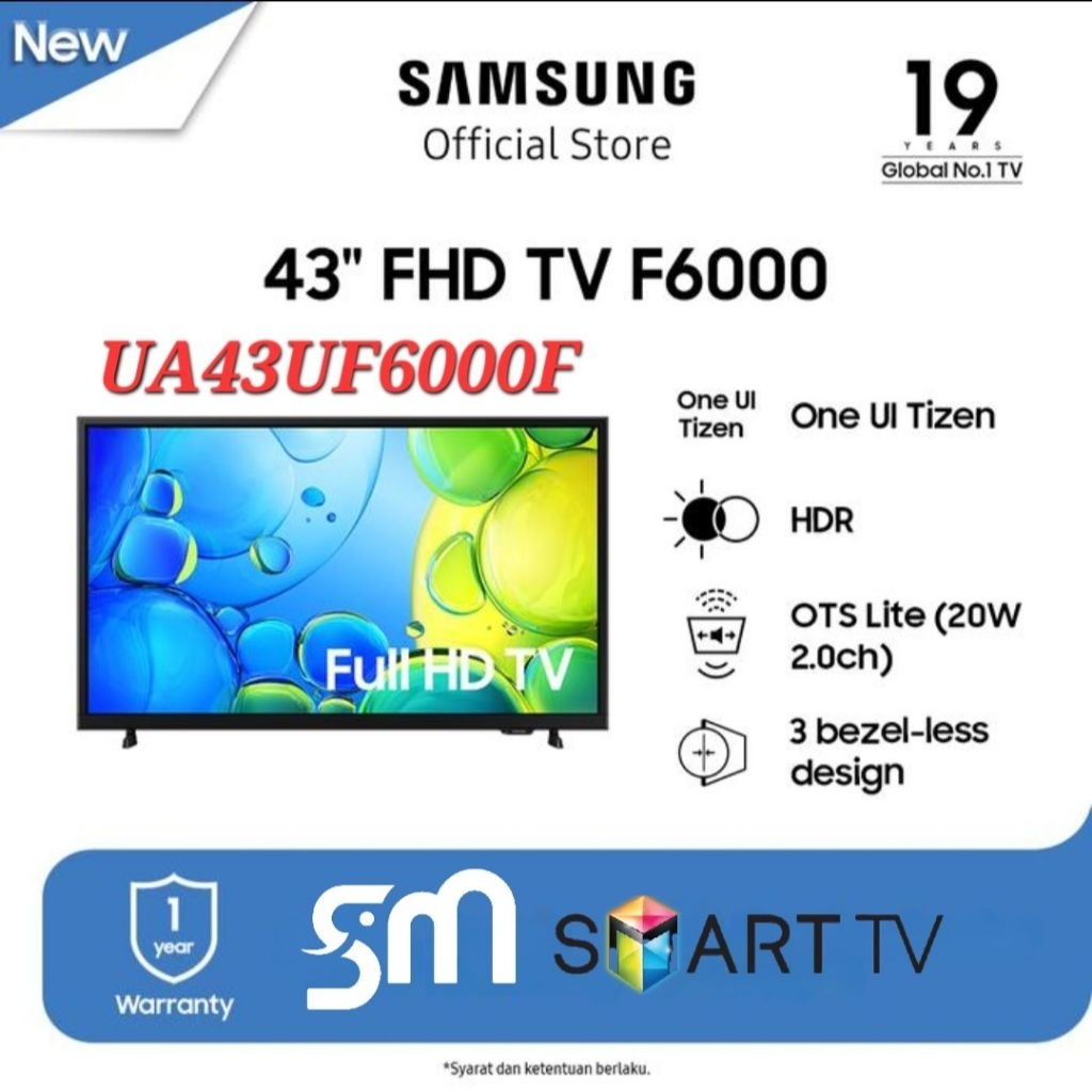 LED TV Samsung 43 inch UA43F6000F Smart tv Full HD 43F6000 43F6000F