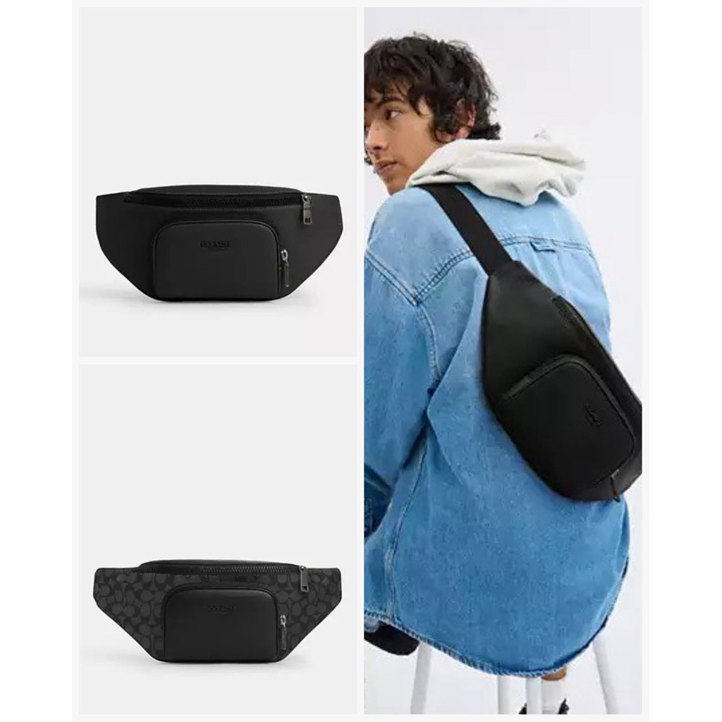 Tas Pinggang Pria Coach Racer Belt Bag Black AUTHENTIC