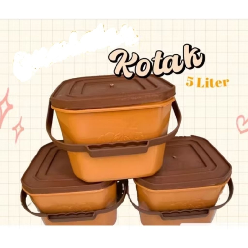 (pahe 6pcs) TOPLES COKLAT CREAM COKELAT 5 LITER TOPLES SEGI GAGANG / TOPLES PLASTIK KOTAK MAKAN SNAC