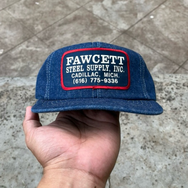 Vintage Fawcett Steel Supply Inc. Cadillac Michigan Denim Snapback Hat