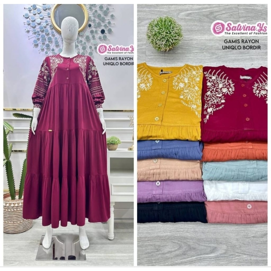 Gamis Salvina polos bordir  baru