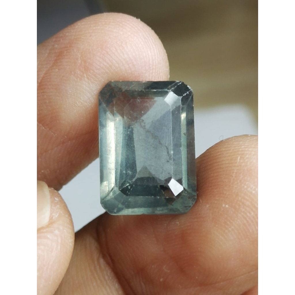 Natural Fluorite Memo 15 x 11 x 6.5 mm 8.8 Ct Bluish Green NTD Octagon Cutting YGL 1384