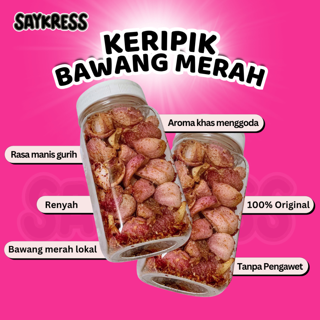 

Saykress Keripik Bawang Merah Toples 300ml | Camilan Bawang Sehat Gurih tanpa Tepung