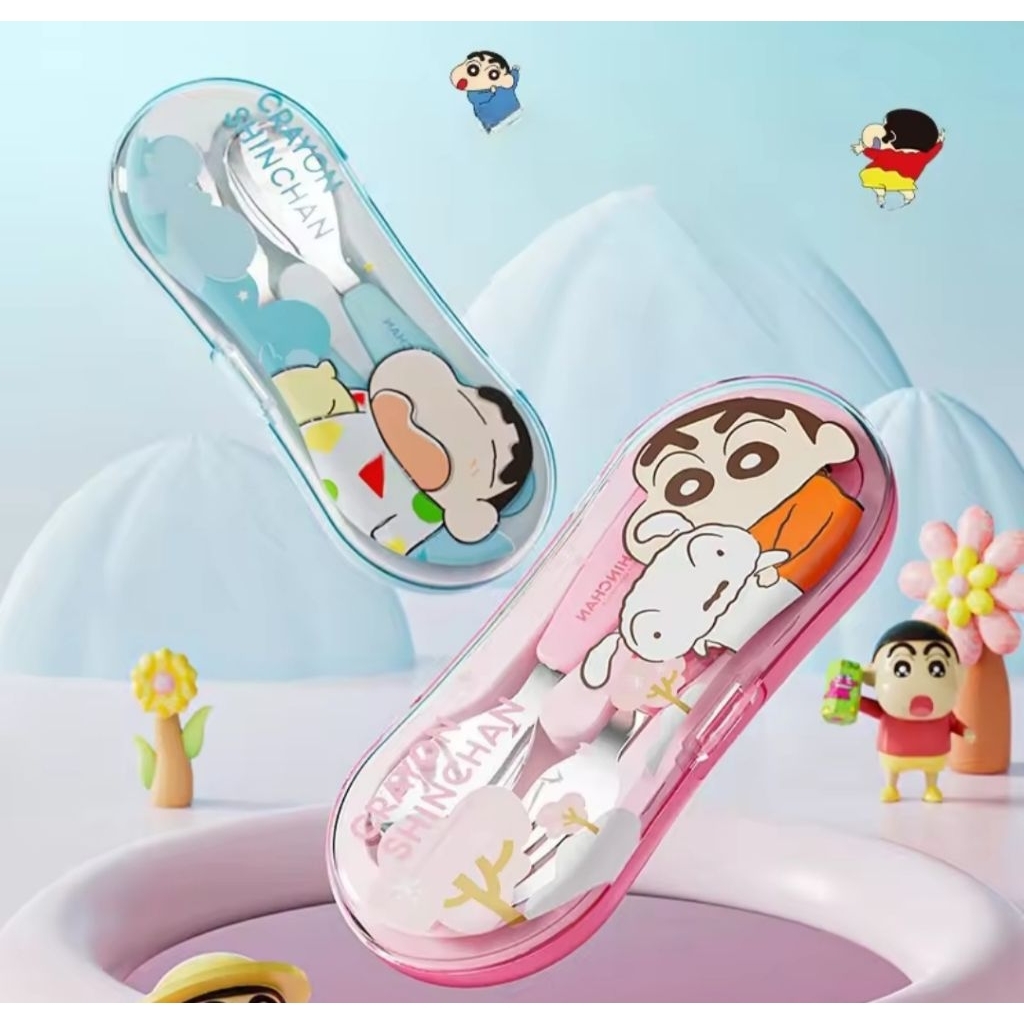 Shinchan Chibi Maruko Chan Sendok Garpu With Case