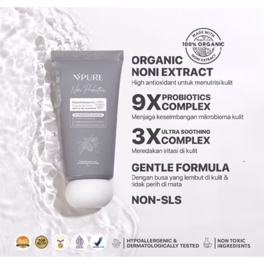 NPURE CLANSER NONI PREBIOTICS 50ML NEW SEGEL Npure face wash noni