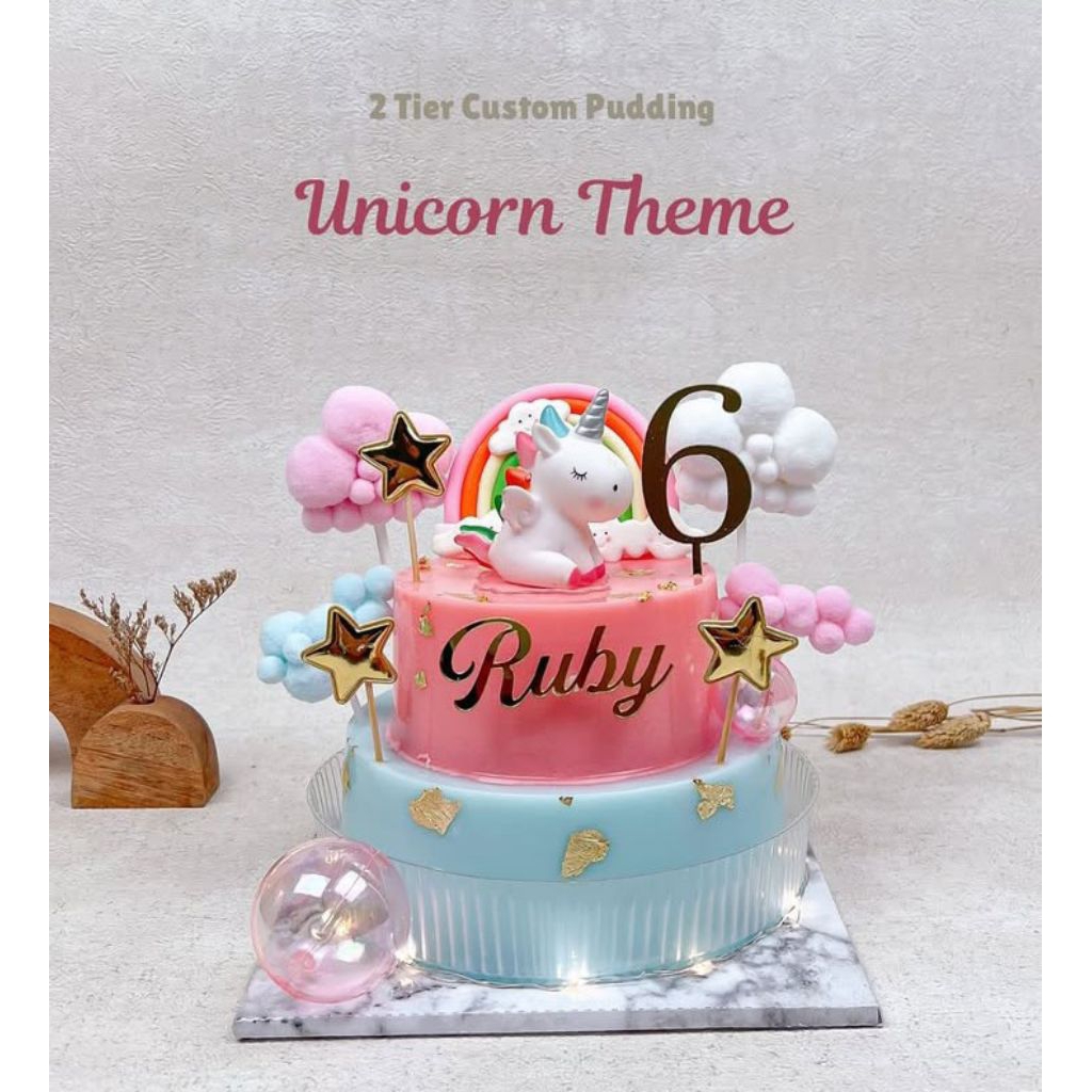 

Puding ulang tahun anak unicorn 2 tier
