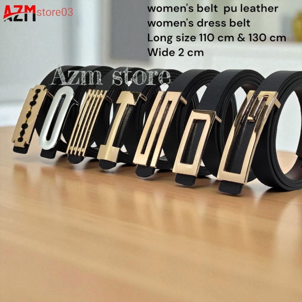 ikat pinggang kulit pu wanita sabuk dress lebar 2 cm