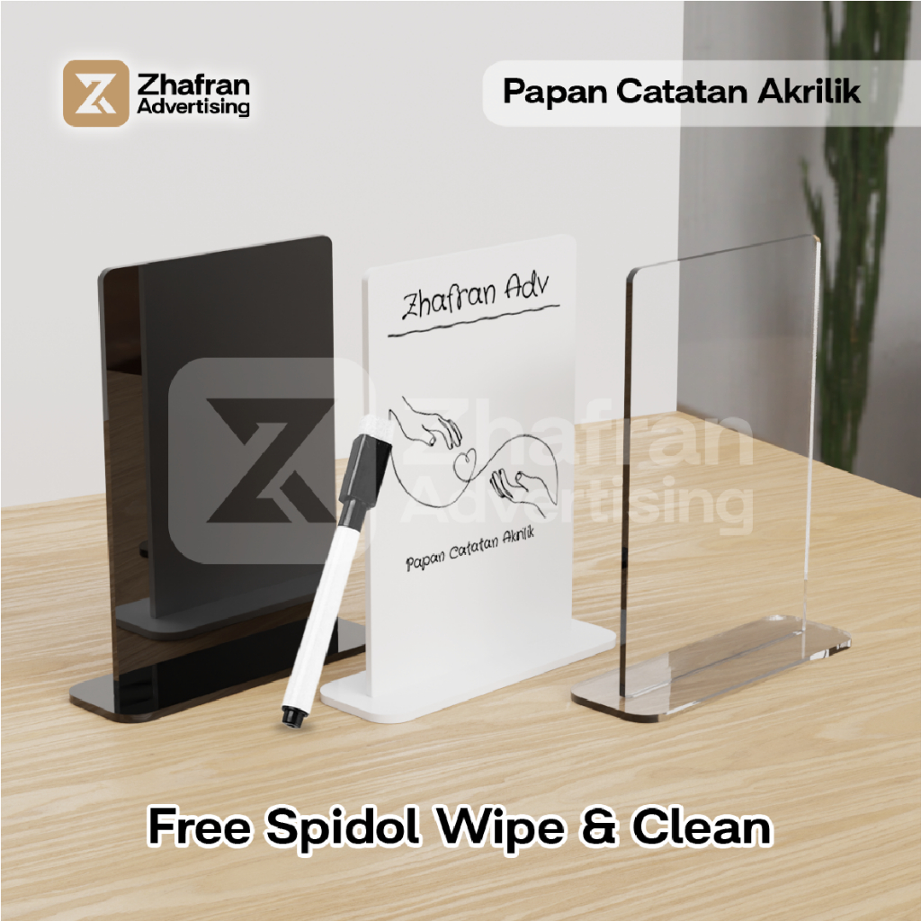 

Papan Catatan Akrilik Free Spidol Wipe Clean Papan Tulis Mini Hiasan Meja / Standing Acrylic Note