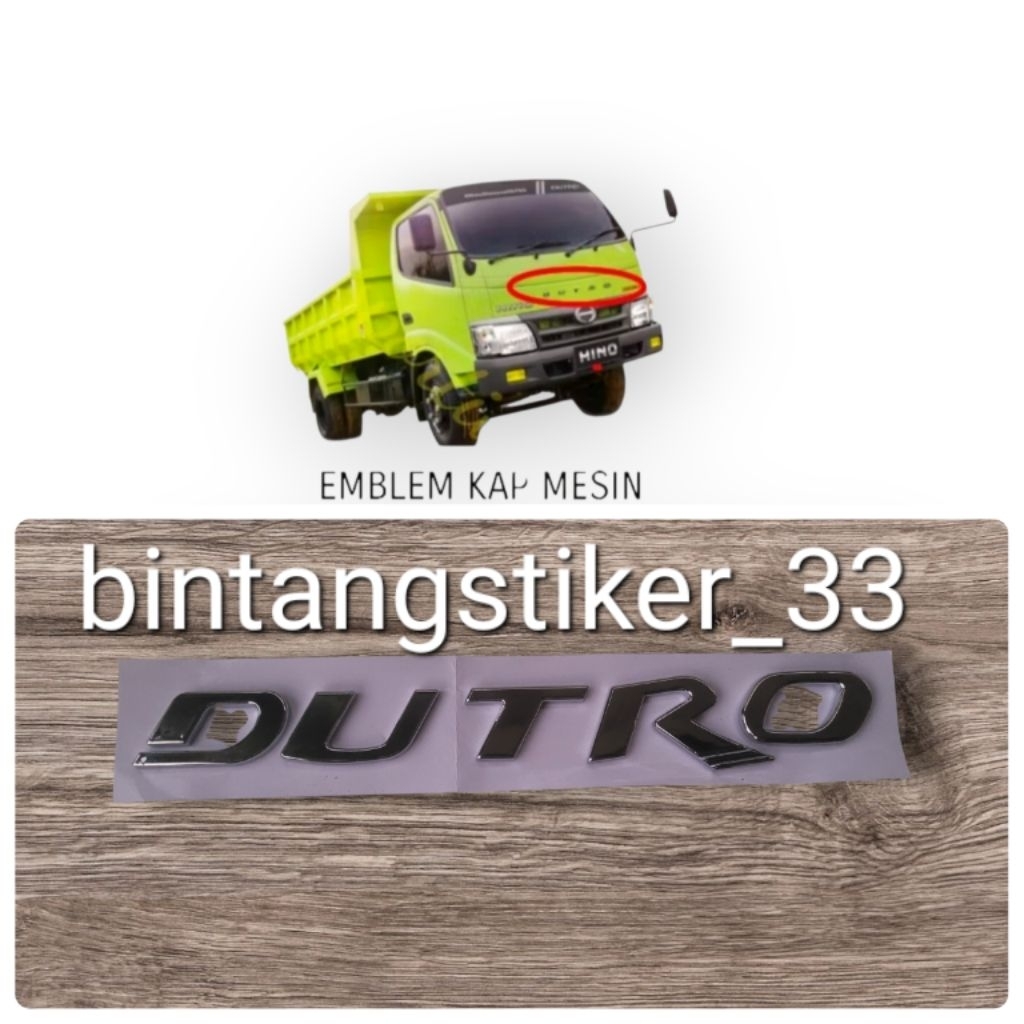 emblem tulisan timbul chrom dutro/emblem timbul dutro/emblem  dutro kap mesin depan/emblem dutro