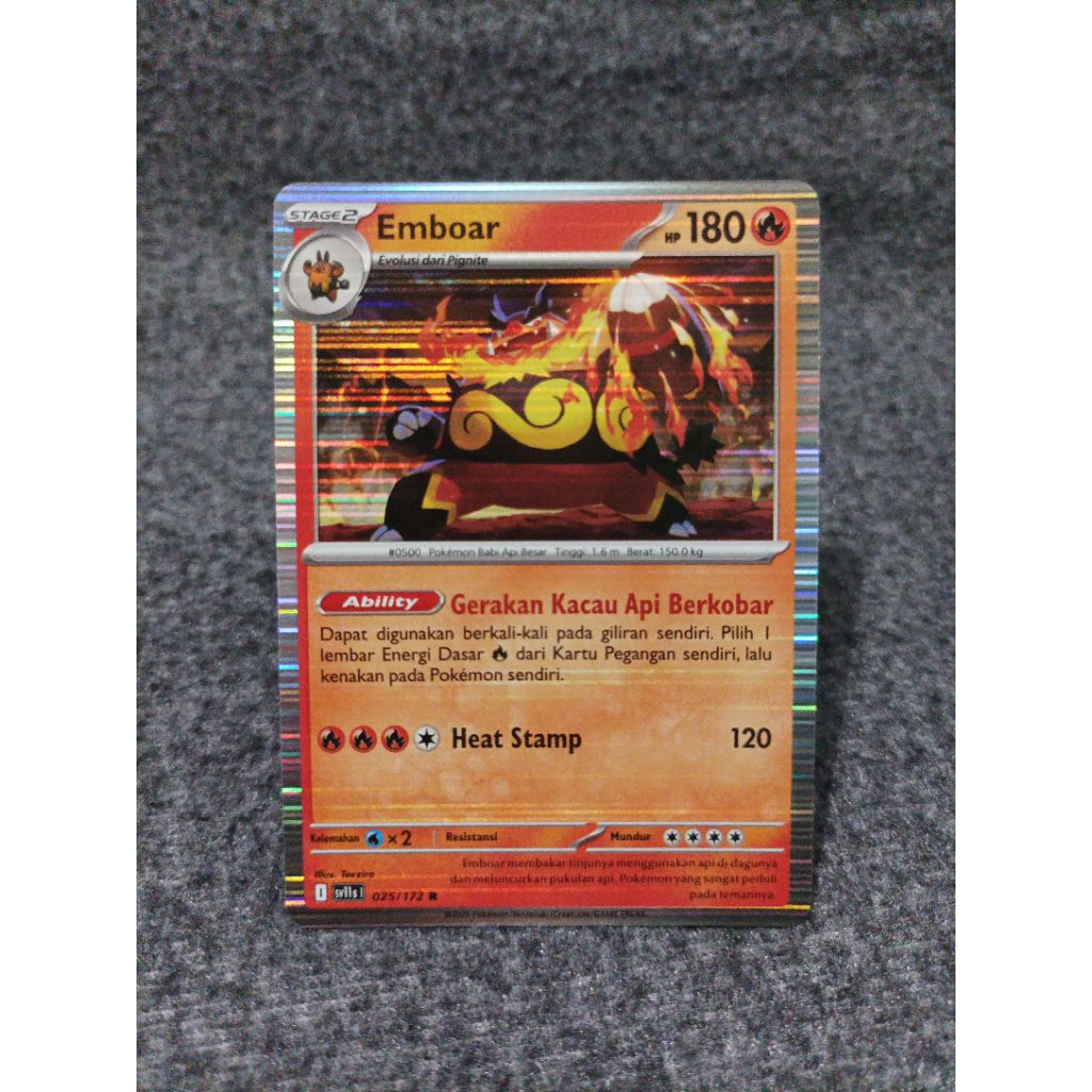 Pokemon indonesia TCG emboar 025/172 R sv11s foil