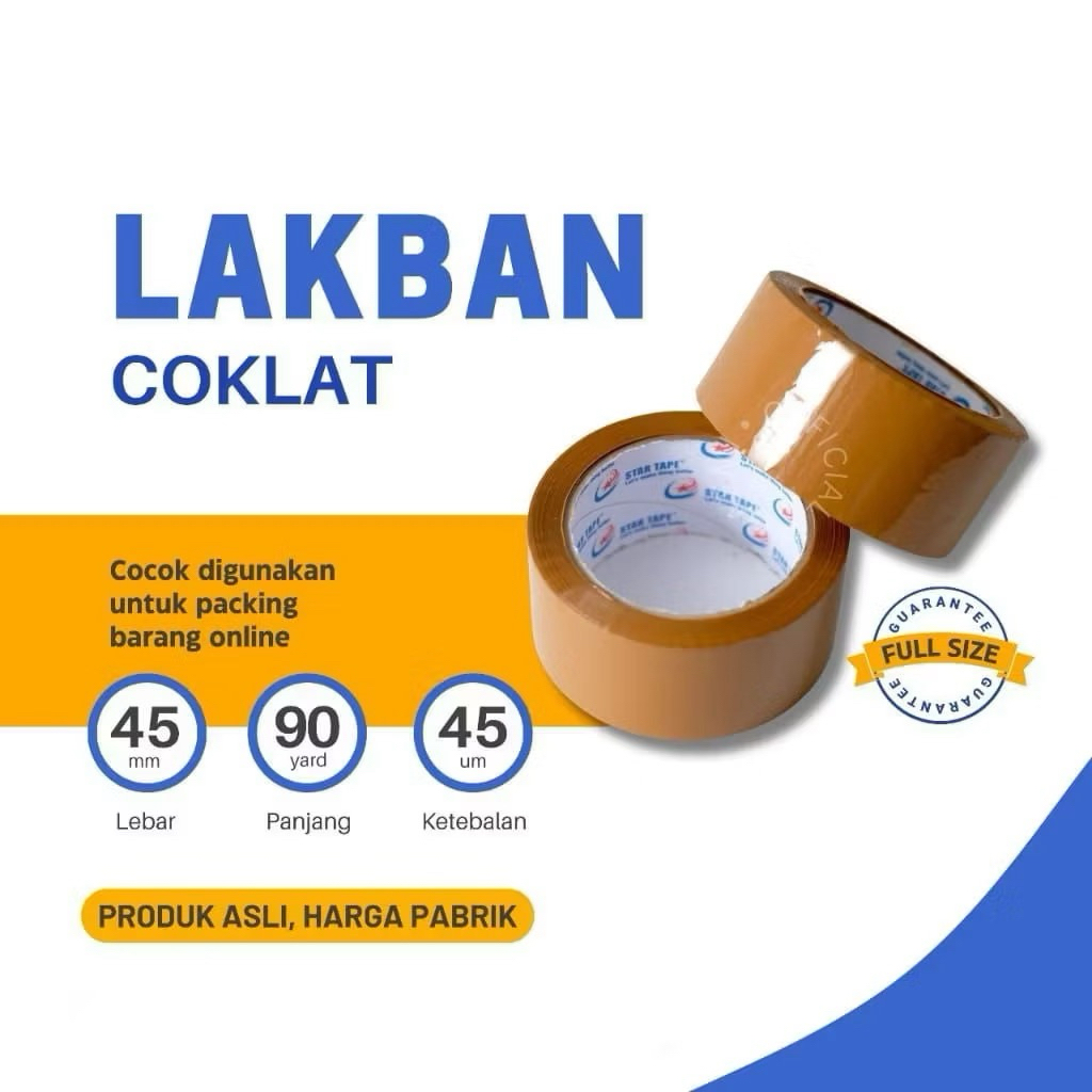

(1Dus 72pcs) Lakban Star Tape 90Yard x 48mm Bening & Coklat Solatip Tape Serbaguna