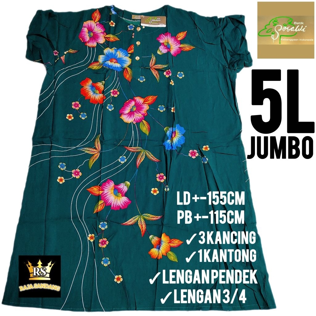 DASTER JUMBO L5 LENGAN PENDEK LENGAN 3/4 SESAWI DASTER IBU SUPER JUMBO 5L BATIK ORIGINAL BUSUI GROSI