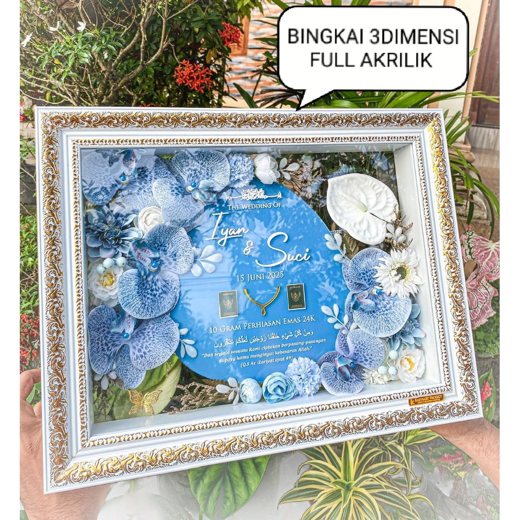 BINGKAI 3DIMENSI FULL AKRILIK BOX MAHAR AKRILIK BINGKAI MAHAR AKRILIK