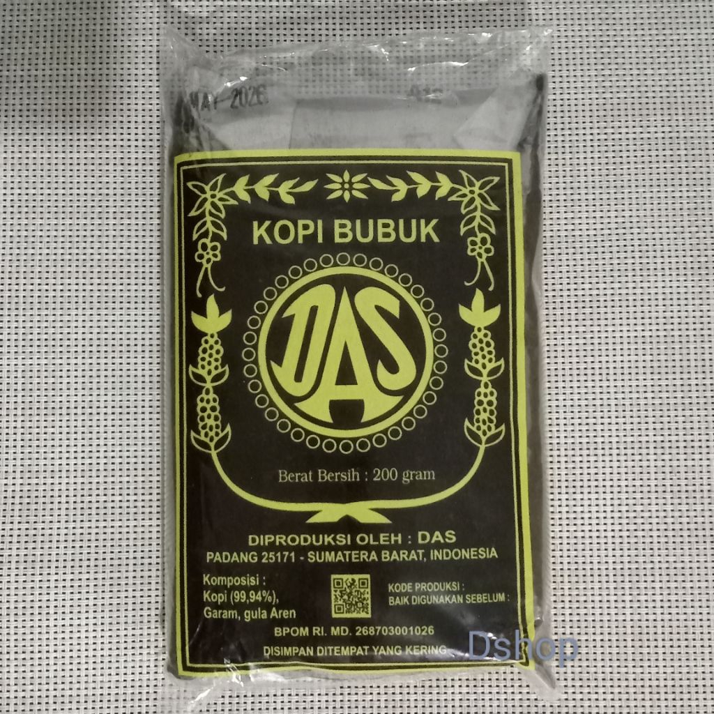 

KOPI Bubuk DAS Robusta Asli 100% Padang Netto 200 gr
