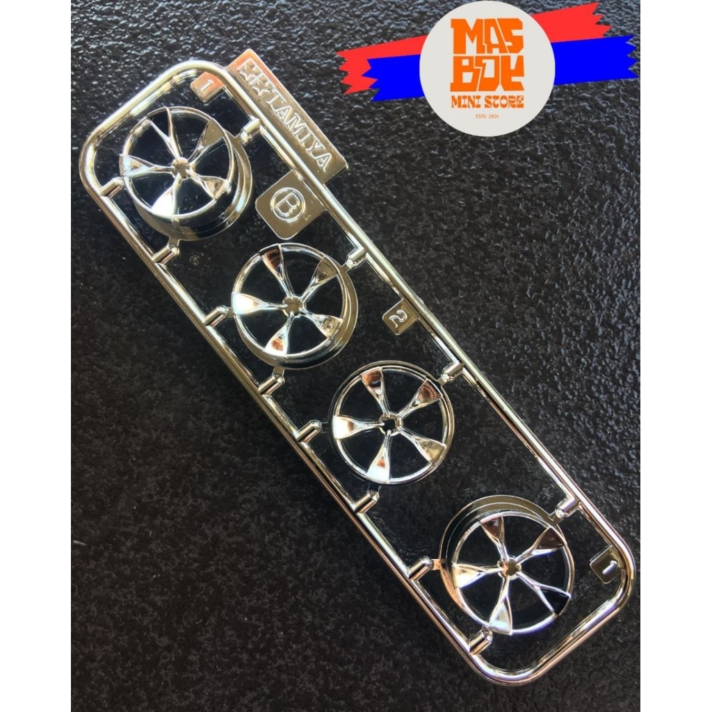 Tamiya Mini 4WD Velg Medium 5 Spoke Silver Plated Ori Velg Tamiya
