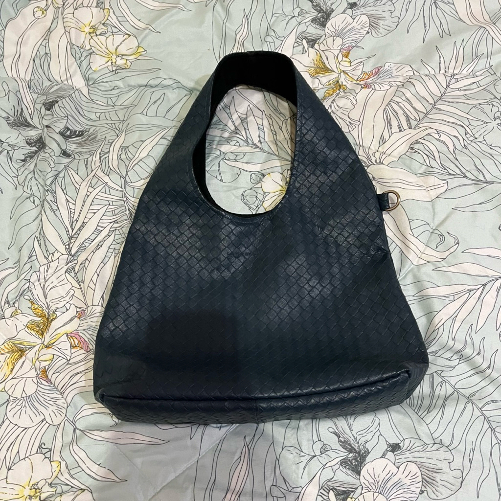 preloved limited studio - cloud bag small leather in tartan navy