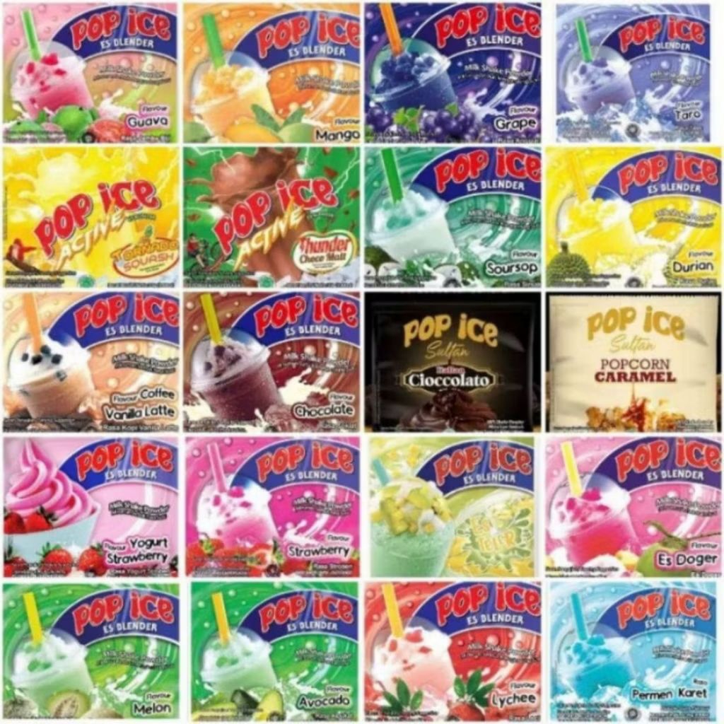 

HARGA GROSIRAN, POP ICE 1 RENCENG 10 SACHET COKLAT - STROBERI - AVOKADO - CAPPUCINO DLL