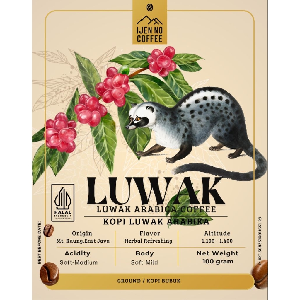 

Kopi Luwak Arabika Raung (100gr) | Biji Kopi Premium Single Origin Arabika