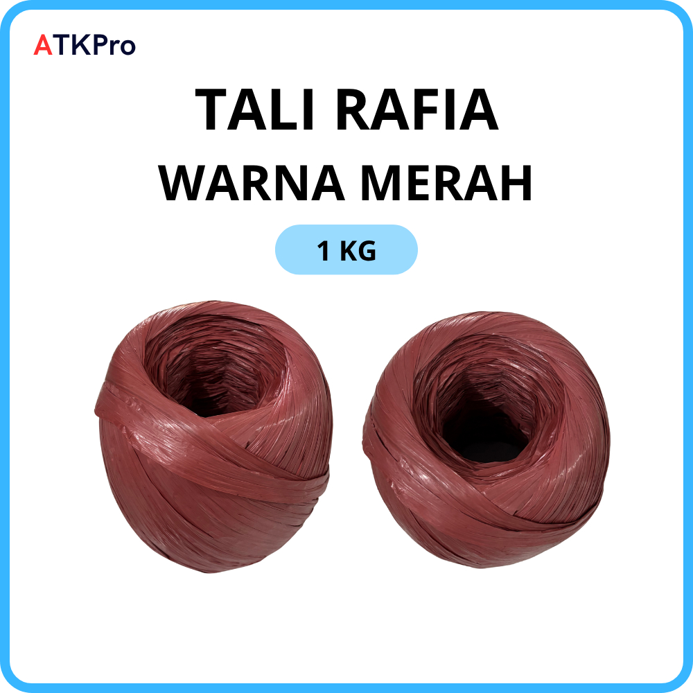 

TALI PLASTIK RAFIA MERAH 1 KG / RAFIA WARNA MERAH 1 KG KUAT MURAH