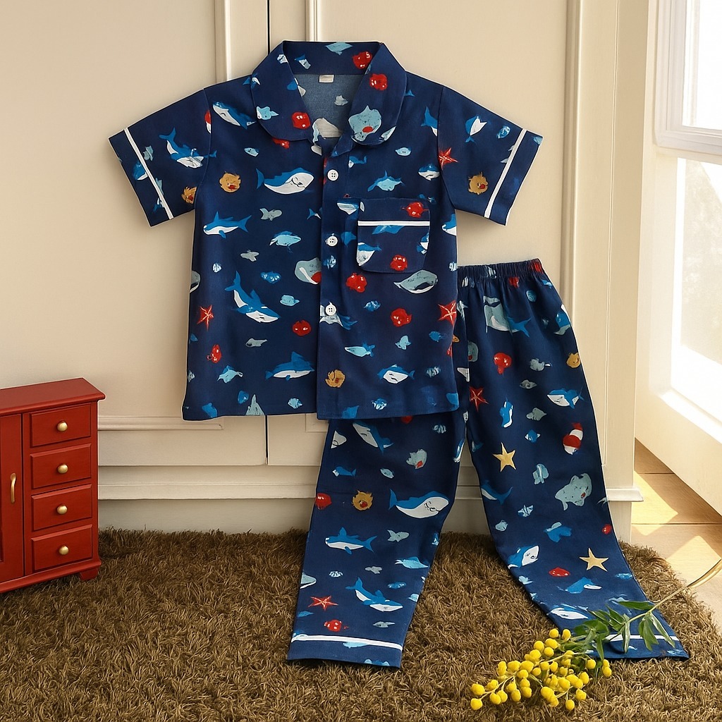 PIYAMA ANAK PEREMPUAN MOTIF BABY SHARK USIA 1 TAHUN - 10 TAHUN