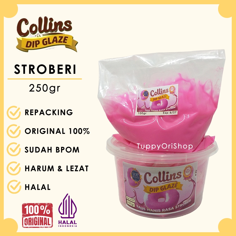 

Collins Dip Glaze Rasa Stroberi 250gr Lezat | Selai Stroberi untuk Roti, Donat, Kue dan Makanan