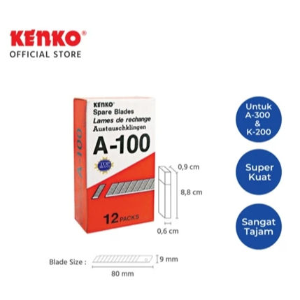 

KENKO CUTTER BLADE / Isi Pisau Pemotong / Isi Cutter A-100 (9 Mm)